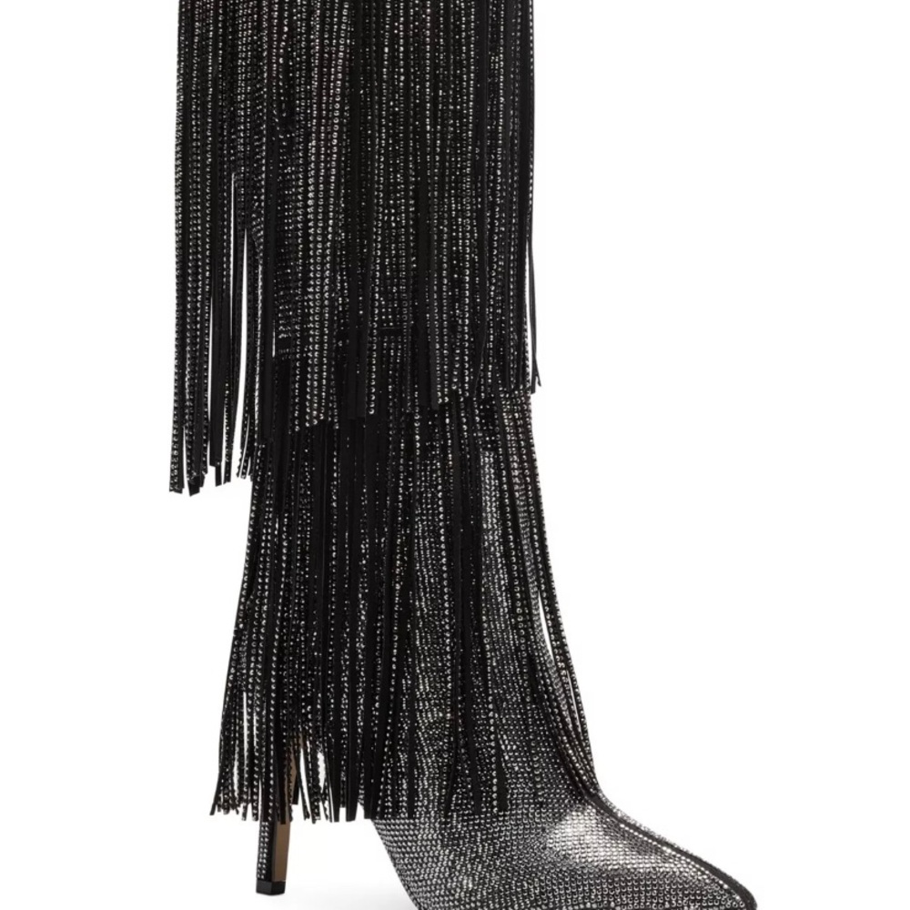 INC Womens Black Slip Resitant Fringed Ishani Pointed Toe Block Heel Boots 6.5 M